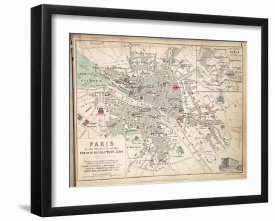 Map of Paris at the Outbreak of the French Revolution, 1789, Published by William Blackwood and…-Alexander Keith Johnston-Framed Giclee Print