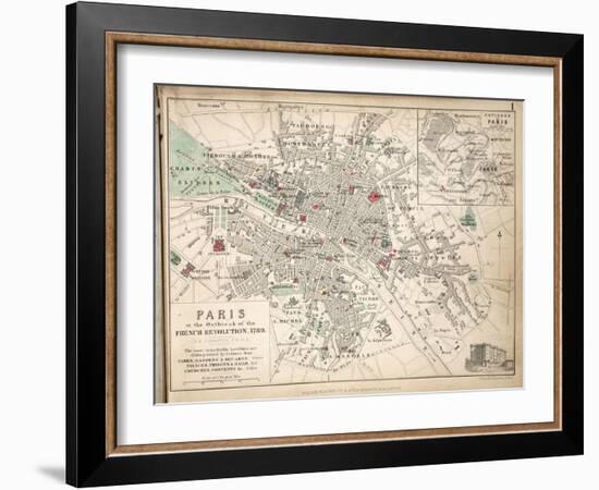 Map of Paris at the Outbreak of the French Revolution, 1789, Published by William Blackwood and…-Alexander Keith Johnston-Framed Giclee Print