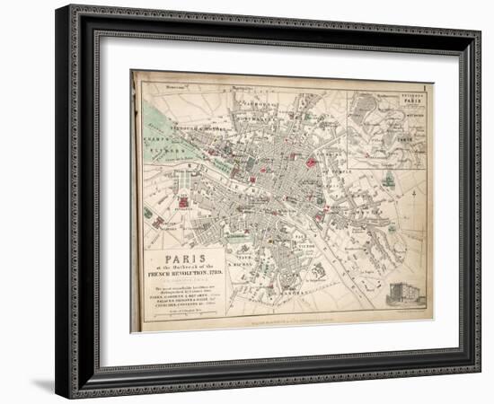 Map of Paris at the Outbreak of the French Revolution, 1789, Published by William Blackwood and…-Alexander Keith Johnston-Framed Giclee Print