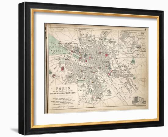 Map of Paris at the Outbreak of the French Revolution, 1789, Published by William Blackwood and…-Alexander Keith Johnston-Framed Giclee Print