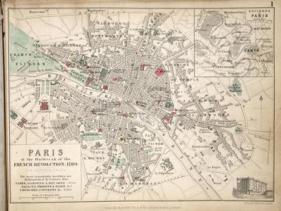 Map Of Paris 1789 Map Of Paris At The Outbreak Of The French Revolution, 1789, Published By  William Blackwood And…' Giclee Print - Alexander Keith Johnston | Art.com
