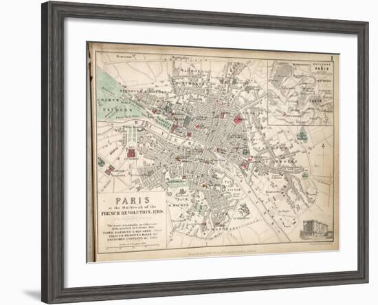 Map of Paris at the Outbreak of the French Revolution, 1789, Published by William Blackwood and…-Alexander Keith Johnston-Framed Giclee Print