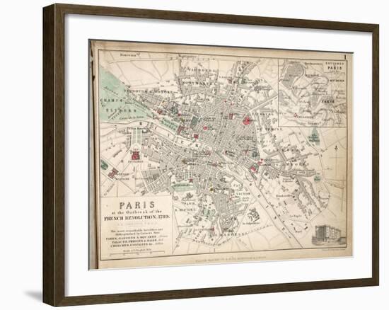 Map of Paris at the Outbreak of the French Revolution, 1789, Published by William Blackwood and…-Alexander Keith Johnston-Framed Giclee Print