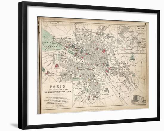 Map of Paris at the Outbreak of the French Revolution, 1789, Published by William Blackwood and…-Alexander Keith Johnston-Framed Giclee Print