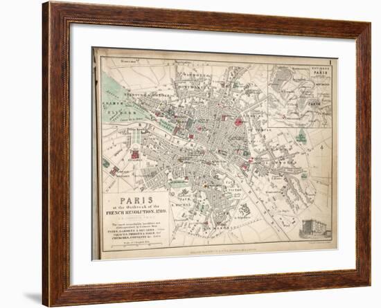 Map of Paris at the Outbreak of the French Revolution, 1789, Published by William Blackwood and…-Alexander Keith Johnston-Framed Giclee Print