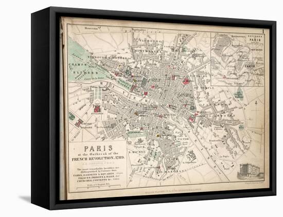 Map of Paris at the Outbreak of the French Revolution, 1789, Published by William Blackwood and?-Alexander Keith Johnston-Framed Premier Image Canvas