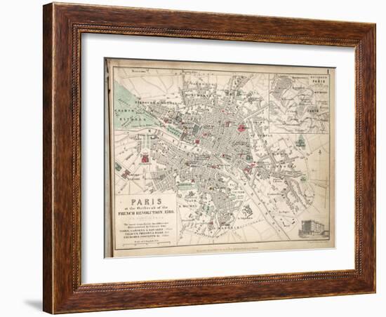 Map of Paris at the Outbreak of the French Revolution, 1789, Published by William Blackwood and?-Alexander Keith Johnston-Framed Giclee Print