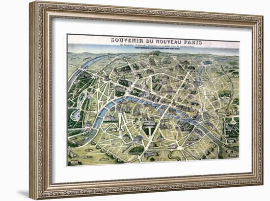 Map of Paris During the Period of the "Grands Travaux" by Baron Georges Haussmann 1864-Hilaire Guesnu-Framed Giclee Print