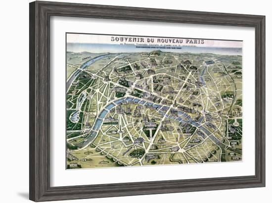 Map of Paris During the Period of the "Grands Travaux" by Baron Georges Haussmann 1864-Hilaire Guesnu-Framed Giclee Print