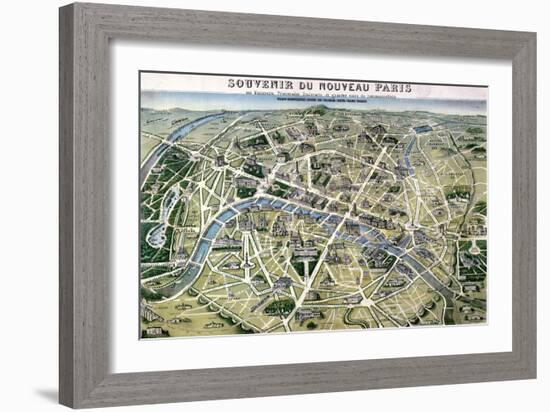 Map of Paris During the Period of the "Grands Travaux" by Baron Georges Haussmann 1864-Hilaire Guesnu-Framed Giclee Print