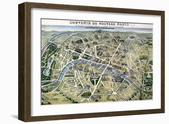 Map of Paris During the Period of the "Grands Travaux" by Baron Georges Haussmann 1864-Hilaire Guesnu-Framed Giclee Print