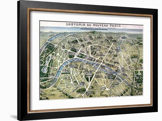 Map of Paris During the Period of the "Grands Travaux" by Baron Georges Haussmann 1864-Hilaire Guesnu-Framed Giclee Print