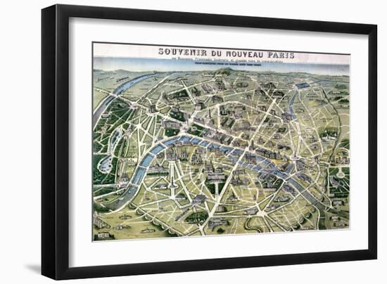 Map of Paris During the Period of the "Grands Travaux" by Baron Georges Haussmann 1864-Hilaire Guesnu-Framed Giclee Print