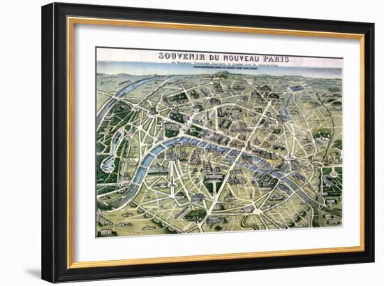 Map of Paris During the Period of the "Grands Travaux" by Baron Georges Haussmann 1864-Hilaire Guesnu-Framed Giclee Print