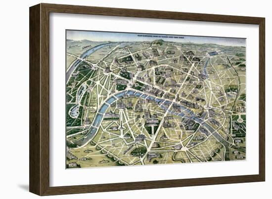 Map of Paris During the Period of the "Grands Travaux" by Baron Georges Haussmann 1864-Hilaire Guesnu-Framed Giclee Print