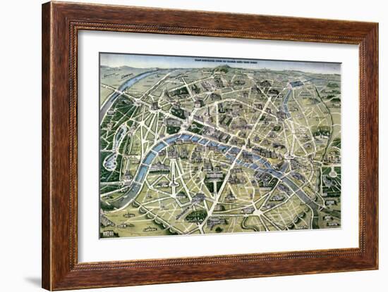 Map of Paris During the Period of the "Grands Travaux" by Baron Georges Haussmann 1864-Hilaire Guesnu-Framed Giclee Print