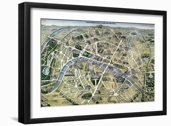 Map of Paris During the Period of the "Grands Travaux" by Baron Georges Haussmann 1864-Hilaire Guesnu-Framed Giclee Print