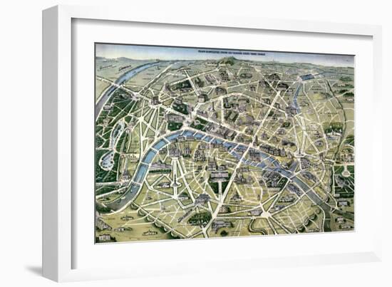 Map of Paris During the Period of the "Grands Travaux" by Baron Georges Haussmann 1864-Hilaire Guesnu-Framed Giclee Print