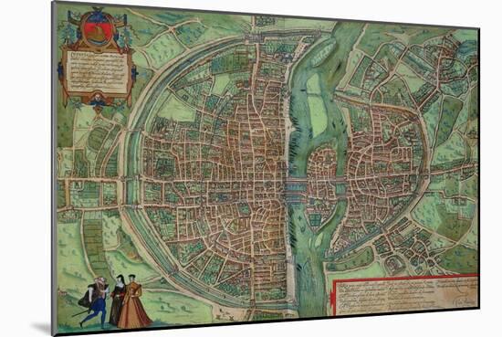 Map of Paris, from "Civitates Orbis Terrarum" by Georg Braun and Frans Hogenberg, circa 1572-Joris Hoefnagel-Mounted Giclee Print