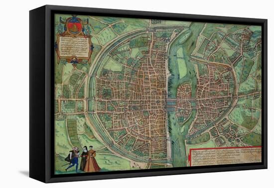 Map of Paris, from "Civitates Orbis Terrarum" by Georg Braun and Frans Hogenberg, circa 1572-Joris Hoefnagel-Framed Premier Image Canvas