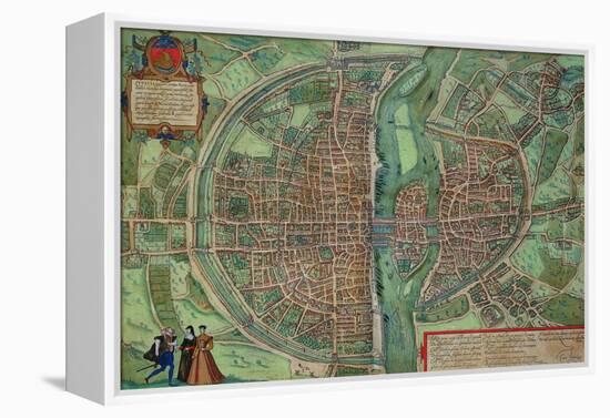 Map of Paris, from "Civitates Orbis Terrarum" by Georg Braun and Frans Hogenberg, circa 1572-Joris Hoefnagel-Framed Premier Image Canvas