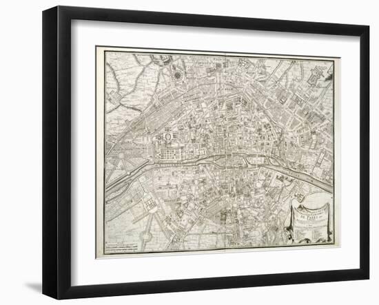 Map of Paris, from 'L'Atlas De Paris' by Jean De La Caille, 1714-null-Framed Premium Giclee Print