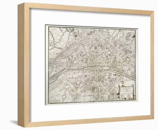 Map of Paris, from 'L'Atlas De Paris' by Jean De La Caille, 1714-null-Framed Giclee Print