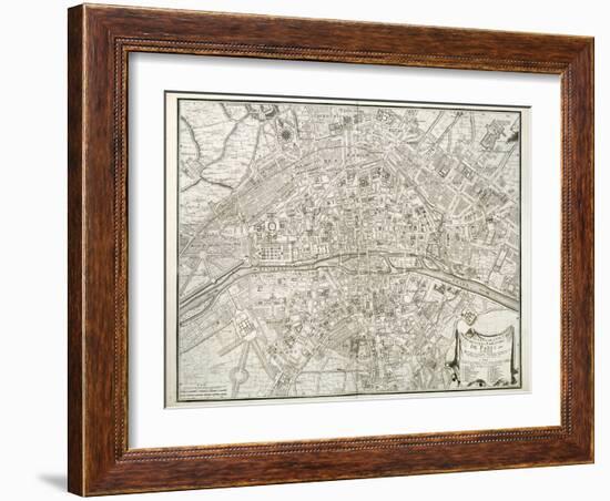 Map of Paris, from 'L'Atlas De Paris' by Jean De La Caille, 1714-null-Framed Giclee Print