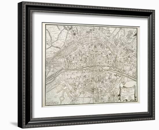 Map of Paris, from 'L'Atlas De Paris' by Jean De La Caille, 1714-null-Framed Giclee Print