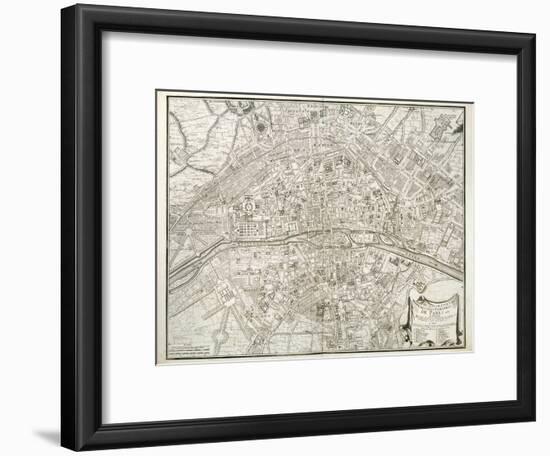 Map of Paris, from 'L'Atlas De Paris' by Jean De La Caille, 1714-null-Framed Giclee Print