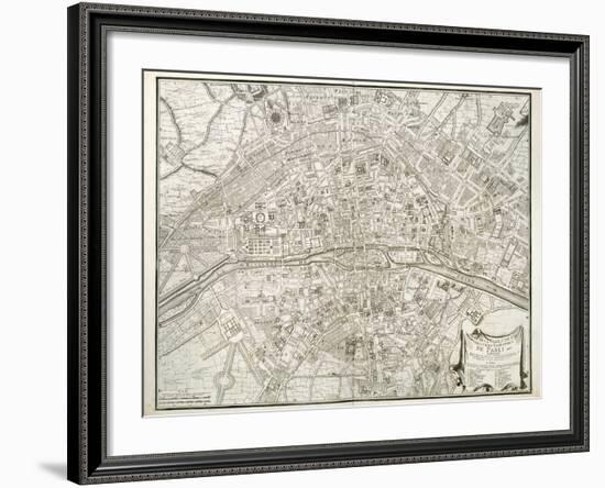 Map of Paris, from 'L'Atlas De Paris' by Jean De La Caille, 1714-null-Framed Giclee Print