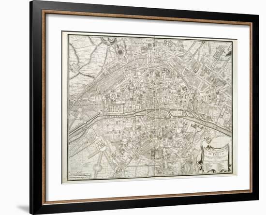 Map of Paris, from 'L'Atlas De Paris' by Jean De La Caille, 1714-null-Framed Giclee Print