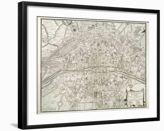 Map of Paris, from 'L'Atlas De Paris' by Jean De La Caille, 1714-null-Framed Giclee Print