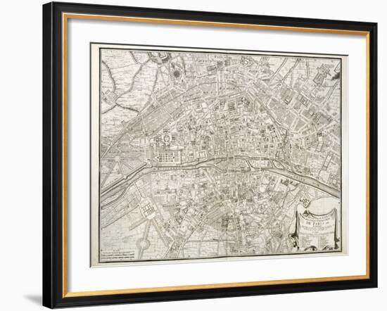 Map of Paris, from 'L'Atlas De Paris' by Jean De La Caille, 1714-null-Framed Giclee Print