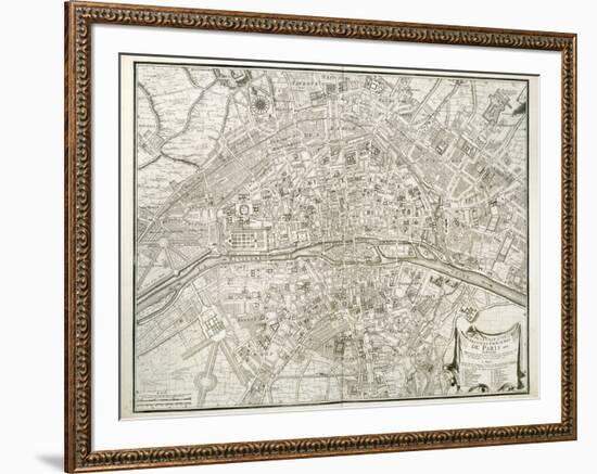 Map of Paris, from 'L'Atlas De Paris' by Jean De La Caille, 1714-null-Framed Giclee Print