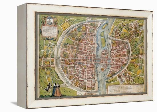 Map of Paris-Abraham Ortelius-Framed Stretched Canvas