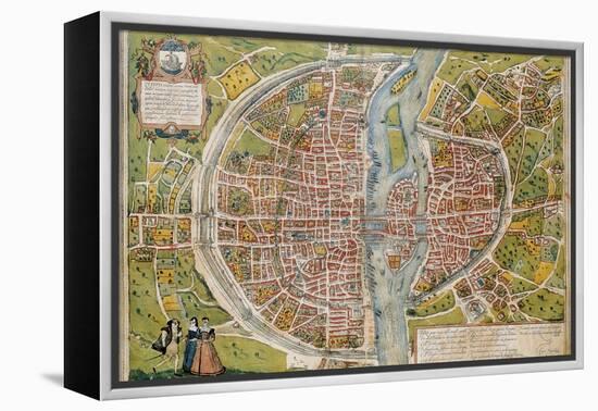 Map of Paris-Abraham Ortelius-Framed Stretched Canvas