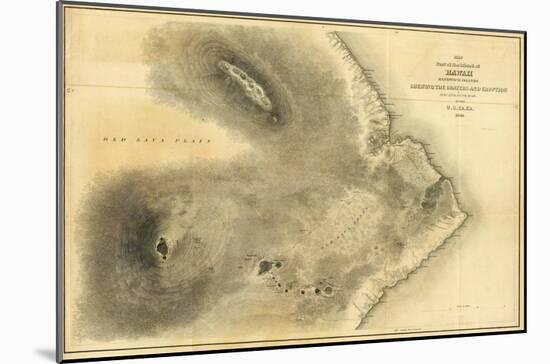 Map of Part of the Island of Hawaii, Sandwich Islands, c.1841-null-Mounted Art Print