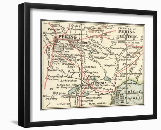 Map of Peking (C. 1900), Maps-Encyclopaedia Britannica-Framed Art Print