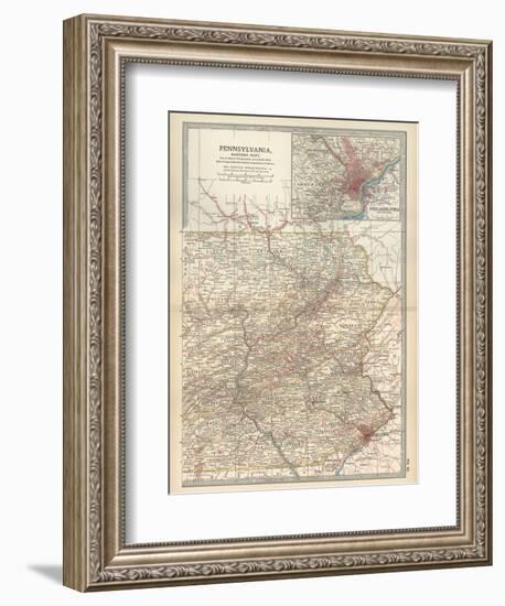 Map of Pennsylvania, Eastern Part. United States. Inset Map of Philadelphia and Vicinity-Encyclopaedia Britannica-Framed Art Print