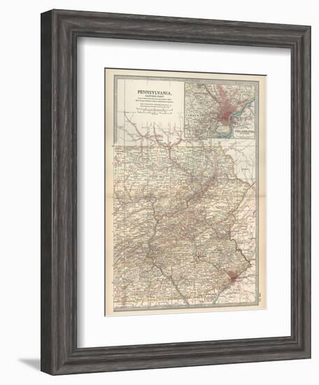 Map of Pennsylvania, Eastern Part. United States. Inset Map of Philadelphia and Vicinity-Encyclopaedia Britannica-Framed Art Print