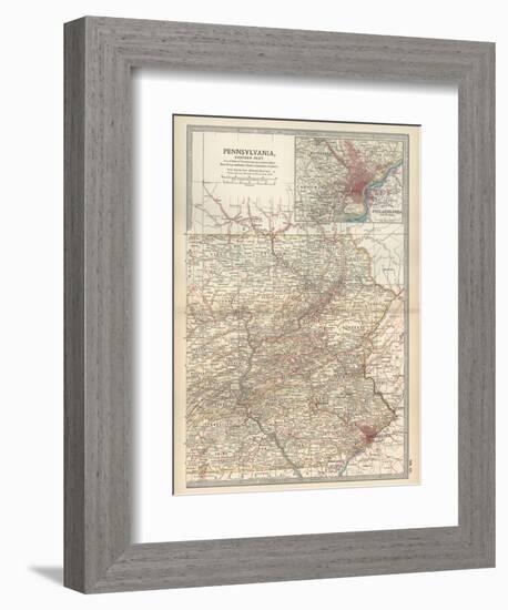 Map of Pennsylvania, Eastern Part. United States. Inset Map of Philadelphia and Vicinity-Encyclopaedia Britannica-Framed Art Print