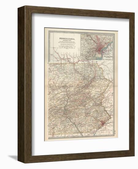 Map of Pennsylvania, Eastern Part. United States. Inset Map of Philadelphia and Vicinity-Encyclopaedia Britannica-Framed Art Print