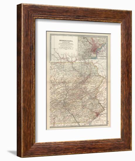 Map of Pennsylvania, Eastern Part. United States. Inset Map of Philadelphia and Vicinity-Encyclopaedia Britannica-Framed Art Print