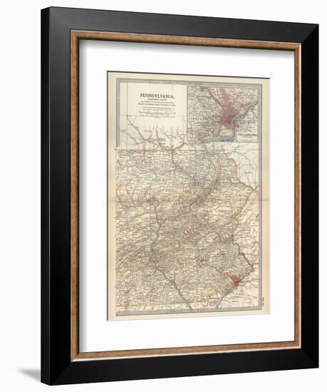 Map of Pennsylvania, Eastern Part. United States. Inset Map of Philadelphia and Vicinity-Encyclopaedia Britannica-Framed Art Print