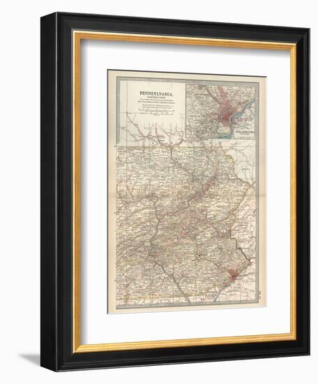 Map of Pennsylvania, Eastern Part. United States. Inset Map of Philadelphia and Vicinity-Encyclopaedia Britannica-Framed Art Print