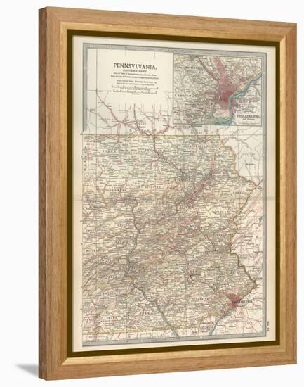 Map of Pennsylvania, Eastern Part. United States. Inset Map of Philadelphia and Vicinity-Encyclopaedia Britannica-Framed Stretched Canvas