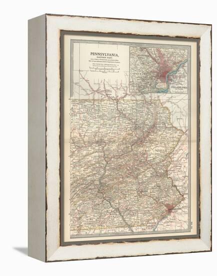 Map of Pennsylvania, Eastern Part. United States. Inset Map of Philadelphia and Vicinity-Encyclopaedia Britannica-Framed Stretched Canvas