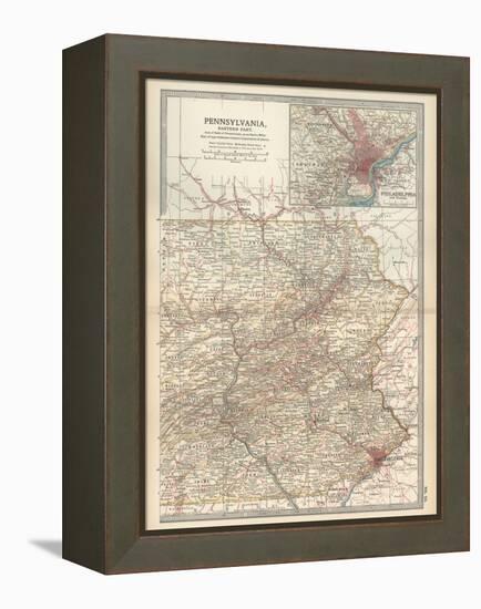 Map of Pennsylvania, Eastern Part. United States. Inset Map of Philadelphia and Vicinity-Encyclopaedia Britannica-Framed Stretched Canvas