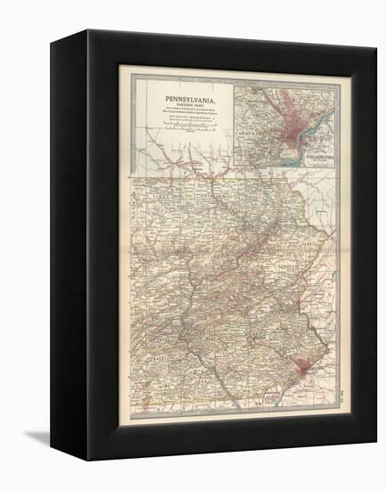 Map of Pennsylvania, Eastern Part. United States. Inset Map of Philadelphia and Vicinity-Encyclopaedia Britannica-Framed Stretched Canvas